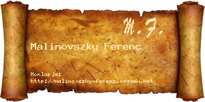 Malinovszky Ferenc névjegykártya