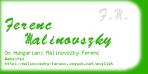 ferenc malinovszky business card